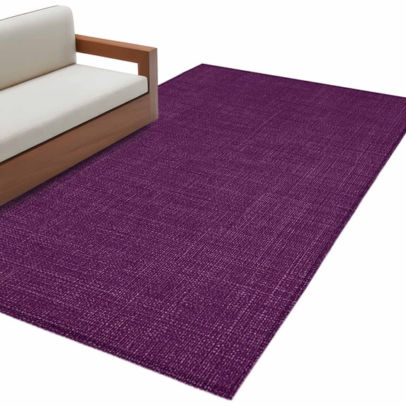 Purple Burlap Texture Large Area Rugs for Bedroom Living Room, Soft Non Slip Carpet Bedside Rug, Farmhouse Vintage Purple Rectangular Floor Cover Kitchen Accent Rug 3'x5' for Dining Room/Office