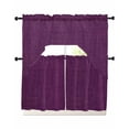 thumbnail image 1 of Purple Burlap Texture Swag Curtains for Living Room/Bedroom Windows, Farmhouse Vintage Purple Kitchen Curtains and Valances Set 36 Inch Length, Light Filtering Swags Valance Curtain Panels, 1 of 5