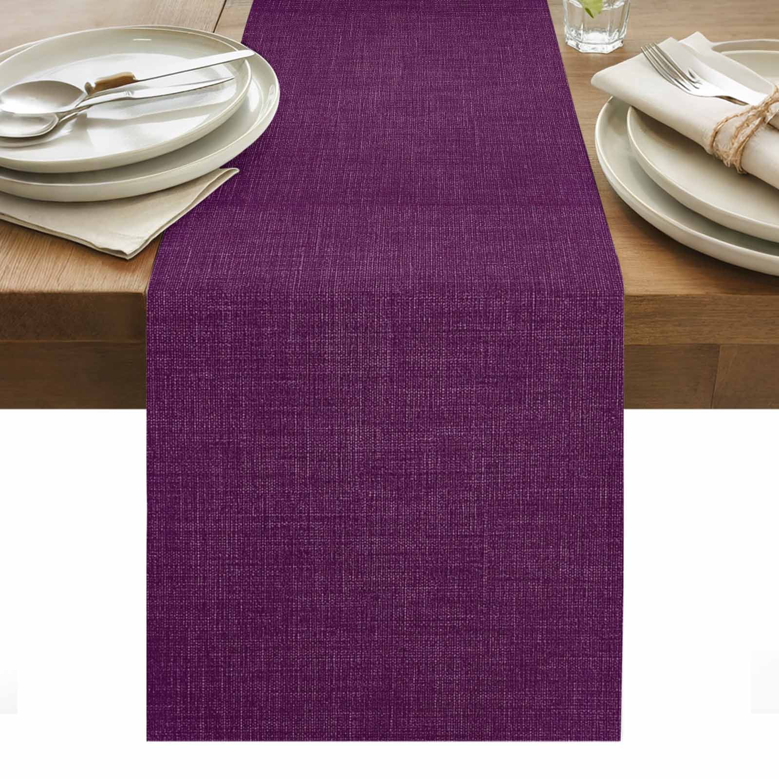 Purple Burlap Texture Table Runner - 108 Inch Long, Kitchen Dining ...
