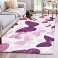 thumbnail image 1 of Purple Butterflies Area Rug 4x6 Washable Rug Non Slip Modern Art Summer Butterfly Large Area Rug Indoor Floor Carpet for Entryway Bedroom Kitchen Living Room Home Office Dining Room Nursery, 1 of 8