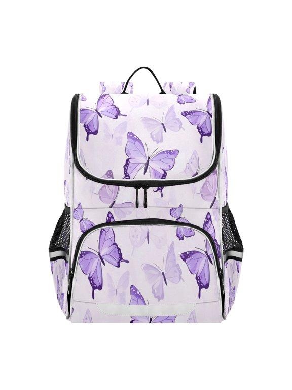 Purple Butterflies Flying Backpack Purse Daypack Book Bag Fashion Accessories Unisex 15L for Commute Travel School