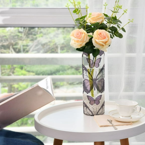 Purple Butterflies Vases for Flowers Modern Decorative Vase Home Decor for Bedroom Kitchen Living Room Centerpieces