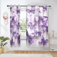 thumbnail image 1 of Purple Butterflies Watercolor Blackout Curtains Thermal Insulation 63 inch Grommet for Bedroom Living Room Bathroom Kitchen Windows 2 Pack, 1 of 6