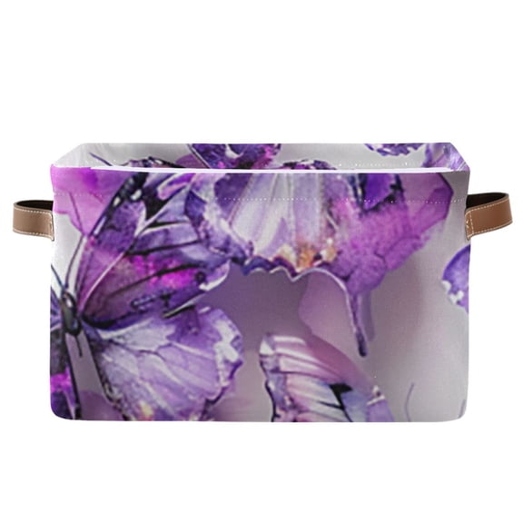 Purple Butterflies Watercolor Storage Bins Baskets With Handles Storage Box Clothes Organizer Organization Toys