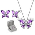 thumbnail image 1 of Purple Butterfly Jewelry Amethyst February Birthstone Jewelry Set Fine Necklace/Earrings 925 Sterling Silver Women Birthday Mother's Day Gifts, 1 of 10