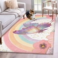 thumbnail image 1 of Purple Butterfly Area Rugs 2.7'x5', Washable Small Throw Rugs for Kitchen Bedroom, Cute Rainbow Spring Floral Botanical Indoor Outdoor Rug Non-Slip Low Pile Carpet Runner Reversible Floor Mats, 1 of 8