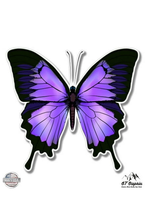 Purple Butterfly Beautiful - 5" Vinyl Sticker - For Car Laptop I-Pad - Waterproof Decal
