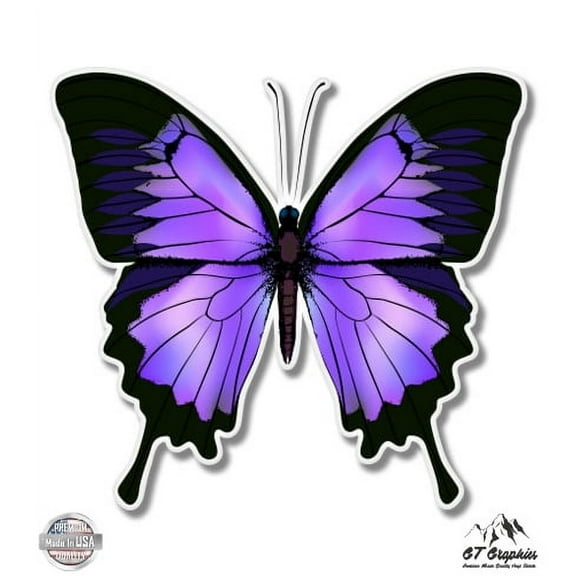 Purple Butterfly Beautiful - 5" Vinyl Sticker - For Car Laptop I-Pad - Waterproof Decal