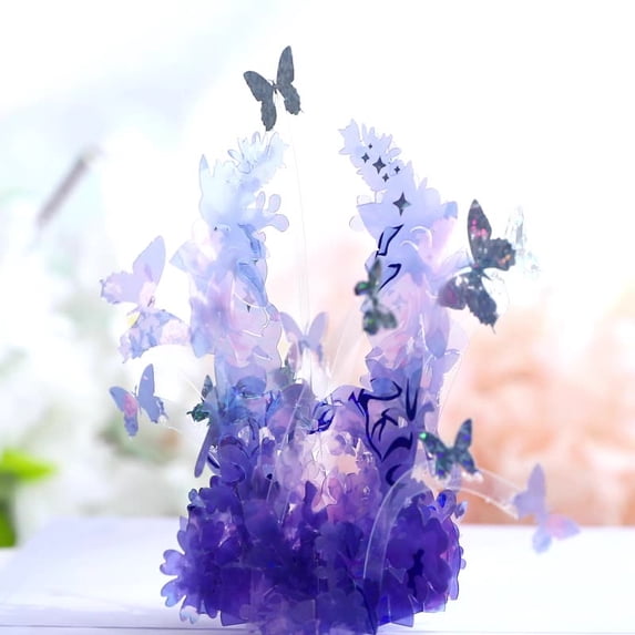 Purple Butterfly Birthday Pop Up Card, Butterfly Flower 3D Purple ...