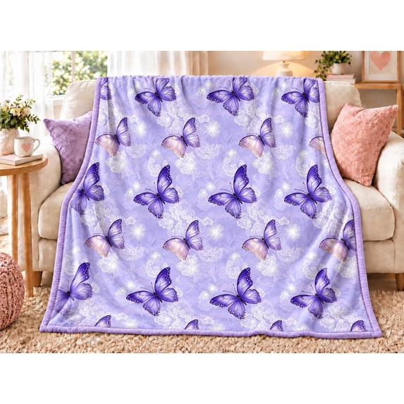 Purple Butterfly Blanket for Couch - Walmart.com