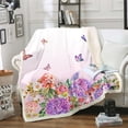 thumbnail image 1 of Purple Butterfly Blanket for Girls & Kids - Pink Gradient Dreamy Fuzzy Sherpa Fleece Throw Blanket - 30"X40" Hydrangea Print Romantic Theme, 1 of 5