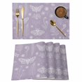 thumbnail image 1 of Purple Butterfly Botanical Placemats Set of 4 Summer Plants Line Art Place Mats Indoor Wipeable Table Mats Washable Cloth Dining Table Placemats for Kitchen Holiday Party Home Decor 13x19 Inch, 1 of 9