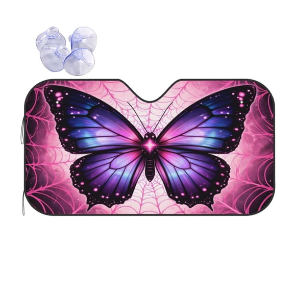 Purple Butterfly Car Windshield Sun Shade Universal Fit Auto Sun Visor Protector
