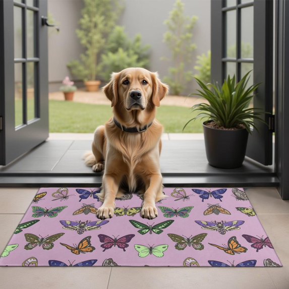 Purple Butterfly Colorful Wing Pattern Door Rugs,Washable Non Slip Door Mats Indoor,Decorative Door Mats,Entry Mat Indoor for Entrance,Bedroom,Kitchen,Bathroom,20"x32"