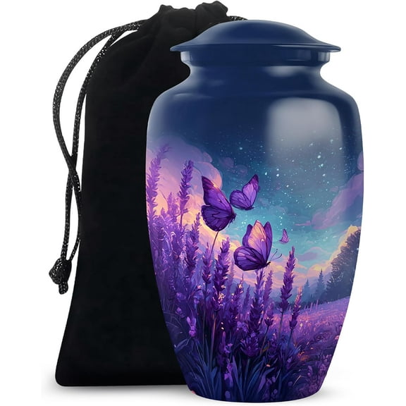 Purple Butterfly Cremation Urn for Human Ashes - Urn for Human Ashes for Adult Male & Female -Cremation Urns for Adult Men & Women - Funeral Decorative Urns - Size 10 Inch