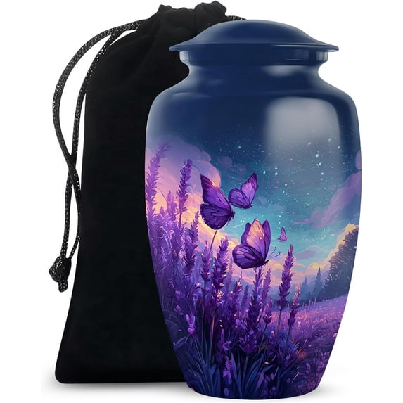 Purple Butterfly Cremation Urn for Human Ashes - Urn for Human Ashes for Adult Male & Female -Cremation Urns for Adult Men & Women - Funeral Decorative Urns - Size 10 Inch