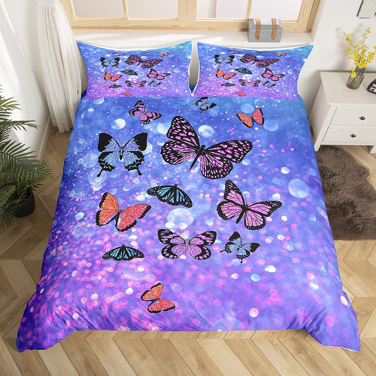 Purple Butterfly Duvet Cover Set Full Butterflies Bedding Sets Galaxy