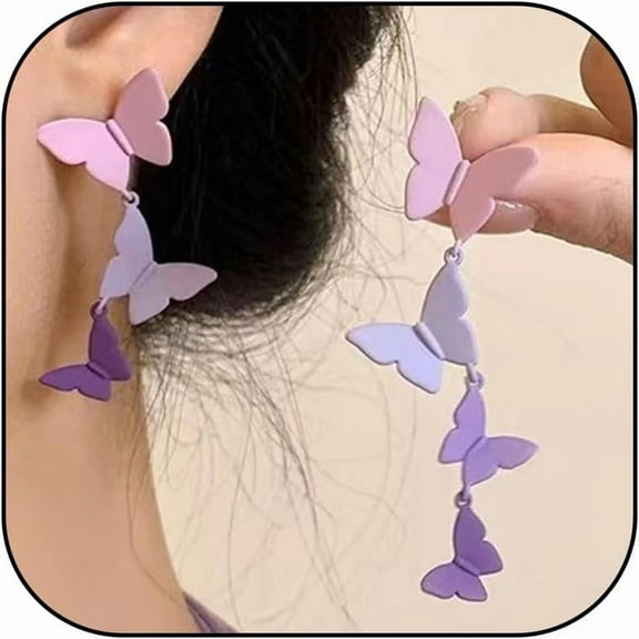 Purple Butterfly Earrings for Women Crystal Rhinestone Purple Earrings Inspired Earrings Merch Accessories Gifts for Women Fans Costume Outfits…