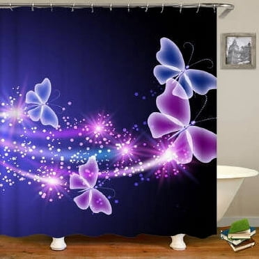 Blue Lilac Butterfly Fashion Shower Curtain Modern Cloth Fabric ...