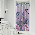 thumbnail image 1 of Purple Butterfly Flower Butterfly Pattern Shower Curtain 36"x72" ,Bathroom Decorative Shower Curtains Set with 12 Hooks,Modern Waterproof Washable Shower Curtain, 1 of 6