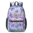 thumbnail image 1 of Purple Butterfly Flower Pattern 17" Waterproof Oxford School Backpacks for Teens, S-Shape Padded Straps, for School, Travel, Hiking, Camping, 1 of 3