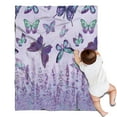 thumbnail image 1 of Purple Butterfly Flower Pattern Blanket,Comfortable Soft Flannel Throw Blanket,All Season,Warm Lightweight Blankets for Sofa Bed Couch Living Room Chair,30"x40", 1 of 4
