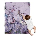 thumbnail image 1 of Purple Butterfly Flower Pattern Blanket,Comfortable Soft Flannel Throw Blanket,All Season,Warm Lightweight Blankets for Sofa Bed Couch Living Room Chair,30"x40", 1 of 4