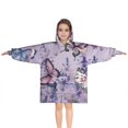 thumbnail image 1 of Purple Butterfly Flower Pattern Blanket Hoodies for Kids 6-13YR Oversize Wearable Blanket Hoodies for Boys Girls Teens, 1 of 7