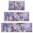 thumbnail image 1 of Purple Butterfly Flower Pattern Kitchen Rugs Sets Of 3,Kitchen Runner Rugs Non Skid Washable,Decorative Kitchen Floor Mats for Kitchen,Sink,Laundry,17"x30"+ 17"x47" + 17"x59", 1 of 6