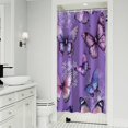 thumbnail image 1 of Purple Butterfly Flower Pattern Shower Curtain 36"x72" ,Bathroom Decorative Shower Curtains Set with 12 Hooks,Modern Waterproof Washable Shower Curtain, 1 of 6