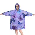 thumbnail image 1 of Purple Butterfly Flower Pattern Wearable Oversized Blanket,Wearable Blanket Hoodie for Adults,Cozy Hooded Blankets with Super Pockets,Super Warm Fuzzy Pullover for Women & Men, 1 of 6