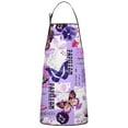 thumbnail image 1 of Purple Butterfly Flower Text Pattern Apron-Garden Aprons for Women with Pockets-Cotton Linen Waterproof Kitchen Cooking Gardening Aprons Adjustable for Kitchen,Cooking,BBQ and Salon 33x27 Inch, 1 of 7