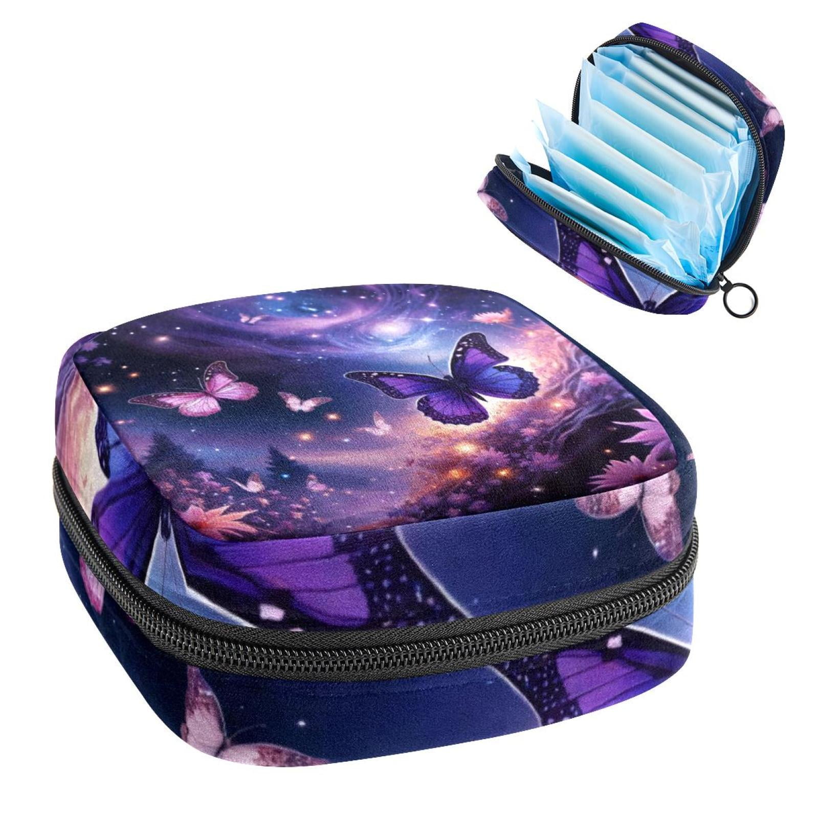 Purple Butterfly Galaxy Sanitary Napkin Storage Bag Feminine Menstrual ...