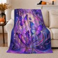 thumbnail image 1 of Purple Butterfly Golden Filigree Scene, Ethereal Fantasy Style for Butterfly Lovers, Pumpkin Armchair Display and Halloween Gift, Cozy Flannel Blanket, Home Decor, 1 of 9