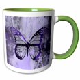 thumbnail image 1 of 3drose, Purple Butterfly Illustration, 15oz Two-tone Green Mug, 1 of 6