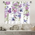 thumbnail image 1 of Purple Butterfly Kitchen Curtains Rod Pocket Farmhouse Floral Lavender Lilac Spring Summer Leaves Small Short Cafe Curtains Girly Window Treatment Drapes Home Decor(27.5W X 39L Inch 2 Panels), 1 of 6