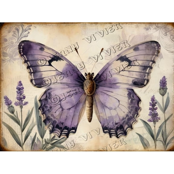 Purple Butterfly and Lavender Flower Retro Aluminum Sign 12"x16" Metal Sign Rustic Lavender Flower Farmhouse Wall Art Country Floral Home Decor Tin Garden Signs