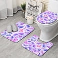 thumbnail image 1 of Purple Butterfly Lavender Pattern Bathroom Rugs Sets 3 Piece,Toilet Cover Set,Absorbent Non Slip Bathroom Mats Sets with U-Shaped Contour Rug Toilet Rug Set, 1 of 5