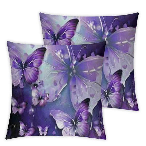 Purple Butterfly with Leaf Inch Throw Pillow Covers with Zipper Beautiful Freely Flying Shine Light Sofa Pillowcase Standard Size Deco Home Living Room Indoor Outdoor Office
