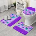 thumbnail image 1 of Purple Butterfly Leopard Pattern Bathroom Rugs Sets 3 Piece,Toilet Cover Set,Absorbent Non Slip Bathroom Mats Sets with U-Shaped Contour Rug Toilet Rug Set, 1 of 5