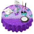 thumbnail image 1 of Purple Butterfly Leopard Pattern Round Tablecloth 60"x60",Wrinkle Wipeable Table Cloth for Kitchen Dining Room Picnic Patio Party, 1 of 6