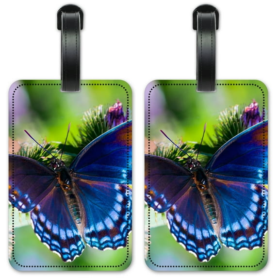 Purple Butterfly - Luggage ID Tags / Suitcase Identification Cards - Set of 2