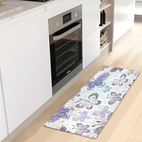 Purple Butterfly Luxury Kitchen Rug Non Slip Bathroom Plush Mat Shaggy Bedroom Carpet 39"x20"