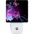 Purple Butterfly Night Light, Flowers Night Lights Plug into Wall Decor