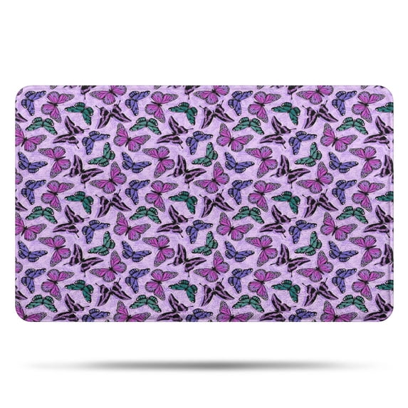 Purple Butterfly Pattern Bathroom Rugs Mat,Non Slip Microfiber Bathroom Rug,Rubber Backing,Soft Bathroom Mats for Bathroom Floor,Tub and Shower,20x32in(50x80cm)