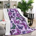 thumbnail image 1 of Purple Butterfly Pattern Blanket,Comfortable Soft Flannel Throw Blanket,All Season,Warm Lightweight Blankets for Sofa Bed Couch Living Room Chair,60"x80", 1 of 4