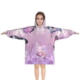 thumbnail image 1 of Purple Butterfly Pattern Blanket Hoodies for Kids 6-13YR Oversize Wearable Blanket Hoodies for Boys Girls Teens, 1 of 7
