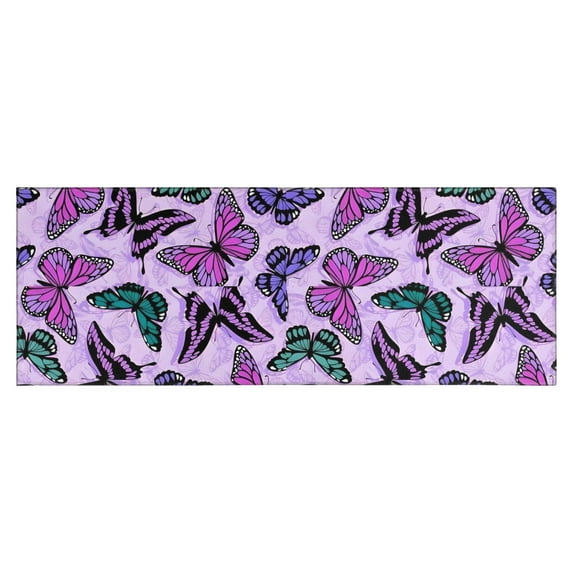Purple Butterfly Pattern Kitchen Rug Mat,Kitchen Runner Rugs Non Skid Washable,Decorative Kitchen Floor Mats for Kitchen,Sink,Laundry,17"X47"