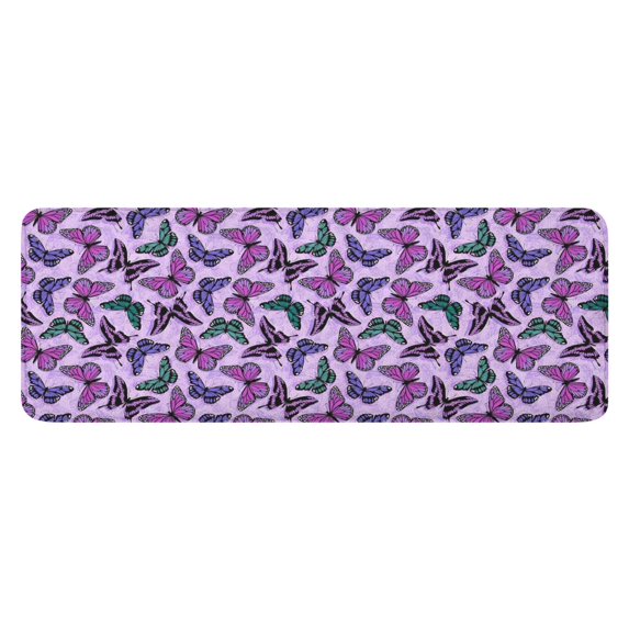 Purple Butterfly Pattern Kitchen Rug Mat,Kitchen Runner Rugs Non Skid Washable,Decorative Kitchen Floor Mats for Kitchen,Sink,Laundry,17"x47.2"