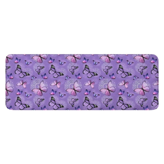 Purple Butterfly Pattern Kitchen Rug Mat,Kitchen Runner Rugs Non Skid Washable,Decorative Kitchen Floor Mats for Kitchen,Sink,Laundry,17"x47.2"